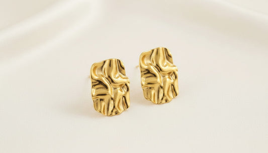 Molten Gold Texture Stud Earrings