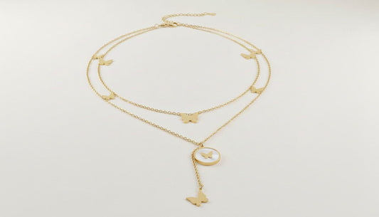 Golden Butterfly Layered Pendant