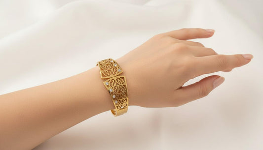 Luxe Leaf Crystal Cuff