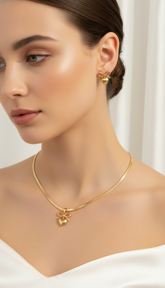 Golden Bow Heart Set