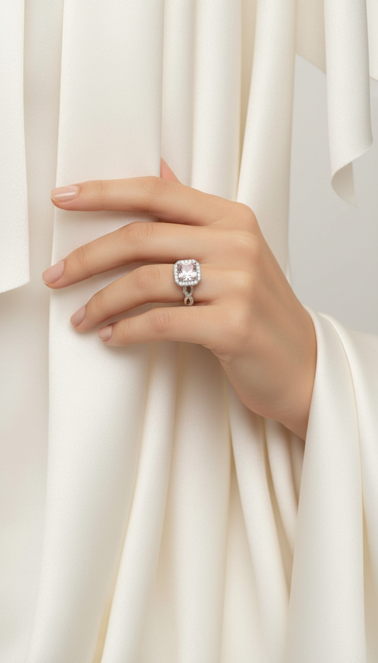 Blush Radiance Cushion-Cut Ring