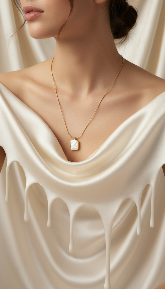 Marbel Glow Square Pendant Necklace