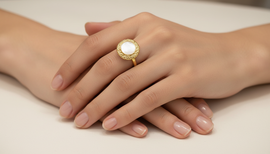 Hammered Moon Ring